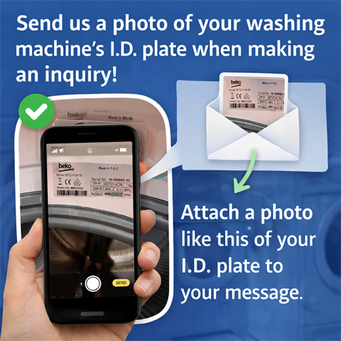Example graphic showing sending a photo of an appliance I.D. plate in a message
